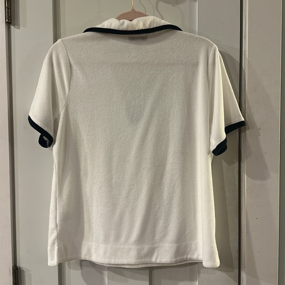 Evereve White Top with Black Accents size L - Picture 6 of 7